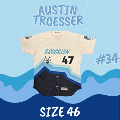 #34 Austin Troesser Game Used Polar Bear Jersey (Size 46)