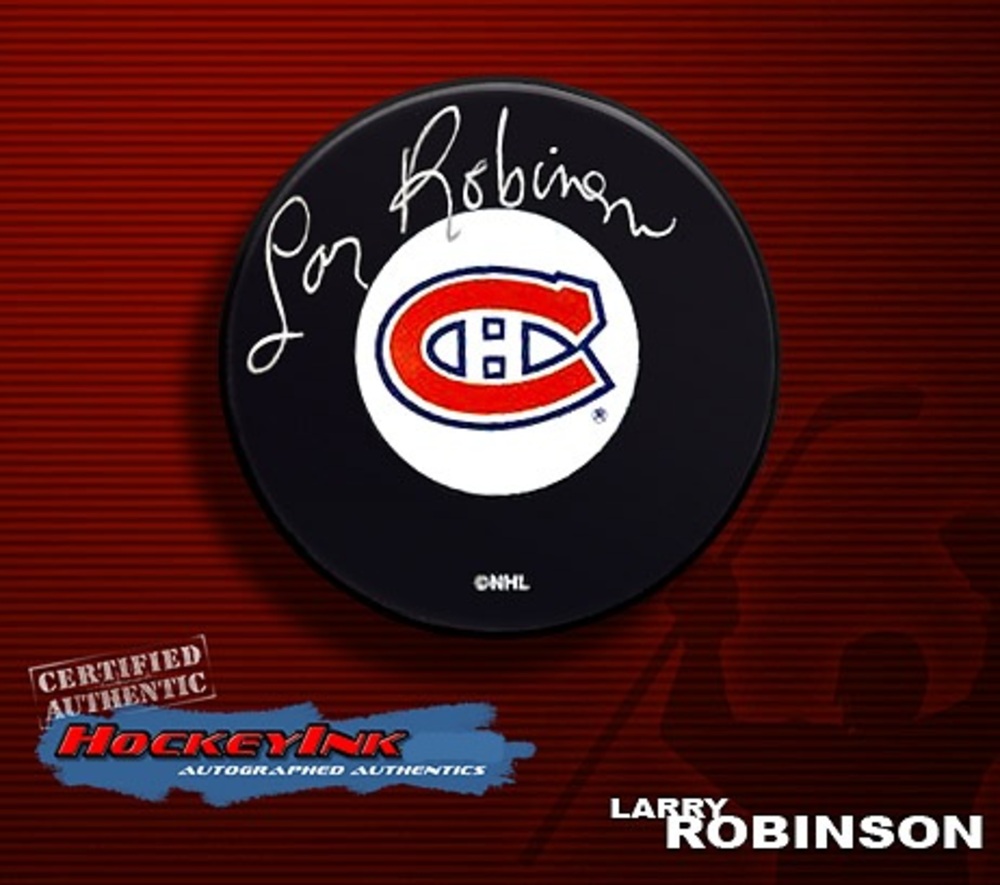 LARRY ROBINSON Signed Montreal Canadiens Hockey Puck