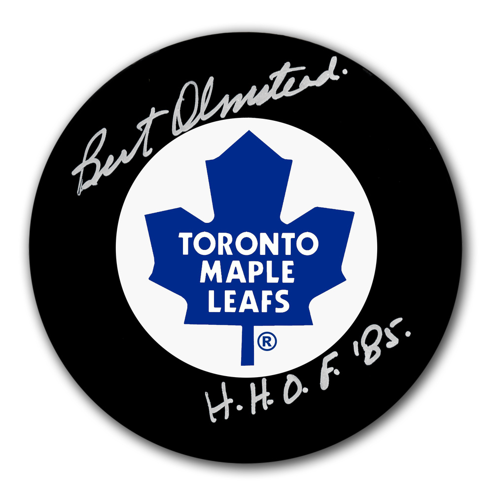 Bert Olmstead Toronto Maple Leafs HOF Autographed Puck