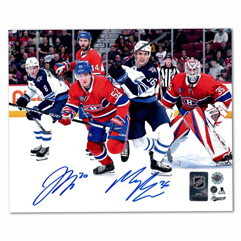 Morgan Barron and Justin Barron Autographed Montreal vs Winnipeg 8x10 Photo
