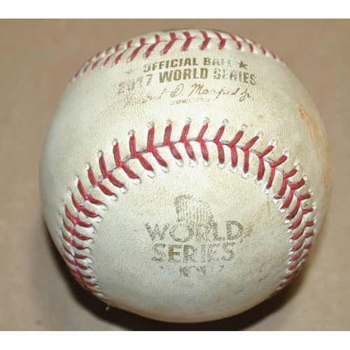 Game-Used Baseball - 2017 World Series Game 5 - Los Angeles Dodgers vs. Houston Astros - Batters: Justin Turner/Andre Ethier, Pitcher: Joe Musgrove - Lineout to LF/Foul, Top 10