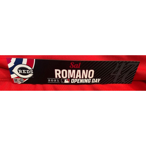 Sal Romano -- 2021 Opening Day Locker Tag -- Game-Used -- Cardinals vs. Reds on 4/1/21