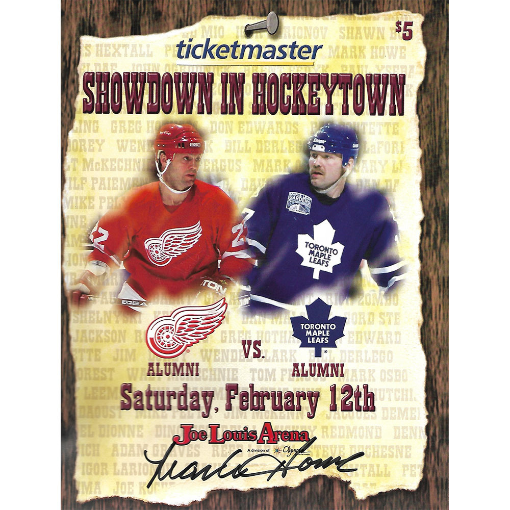 Mark Howe Autographed Showdown in  Hockeytown Program