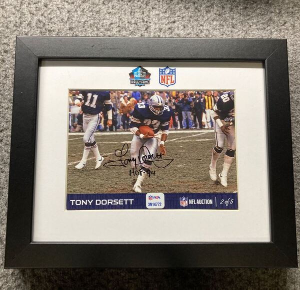 HOF - Cowboys Tony Dorsett NFL Auction Exclusive Signed 5x7 Framed Photo...