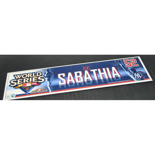 Game-Used Locker Name Plate - 2009 World Series Game 5 New York Yankees vs. Philadelphia Phillies - C.C. Sabathia (New York Yankees)