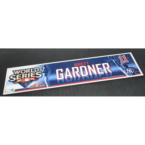 Game-Used Locker Name Plate - 2009 World Series Game 5 New York Yankees vs. Philadelphia Phillies - Brett Gardner (New York Yankees)