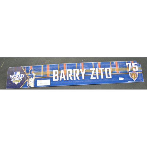 Game-Used Locker Name Plate - 2010 World Series Game 3 - San Francisco Giants vs. Texas Tangers - Barry Zito (San Francisco Giants)