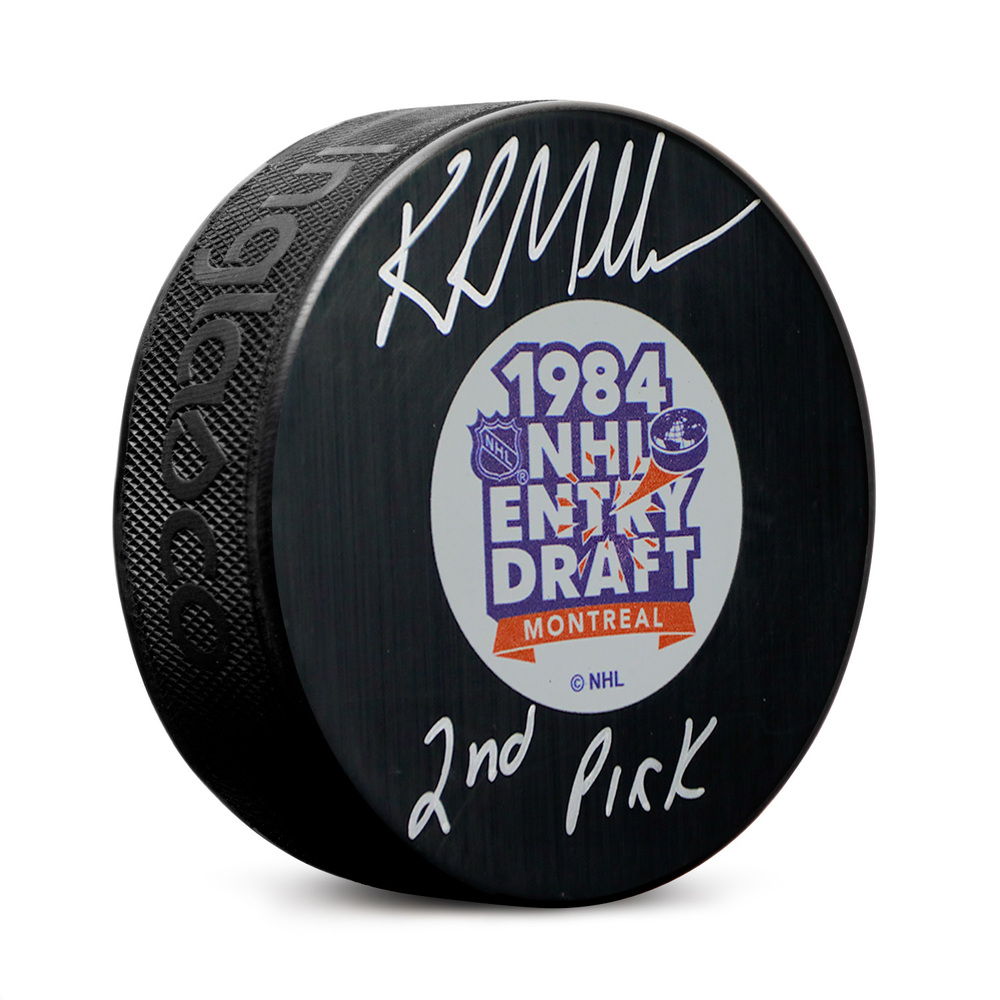 Kirk Muller Signed 1984 NHL Entry Draft Puck with 2nd Pick Note