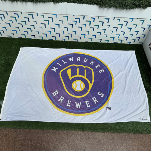 Photo of Milwaukee Brewers 7 ft x 5 ft Petco Park Stadium Team-Issued Flag; MLB Authenticated
