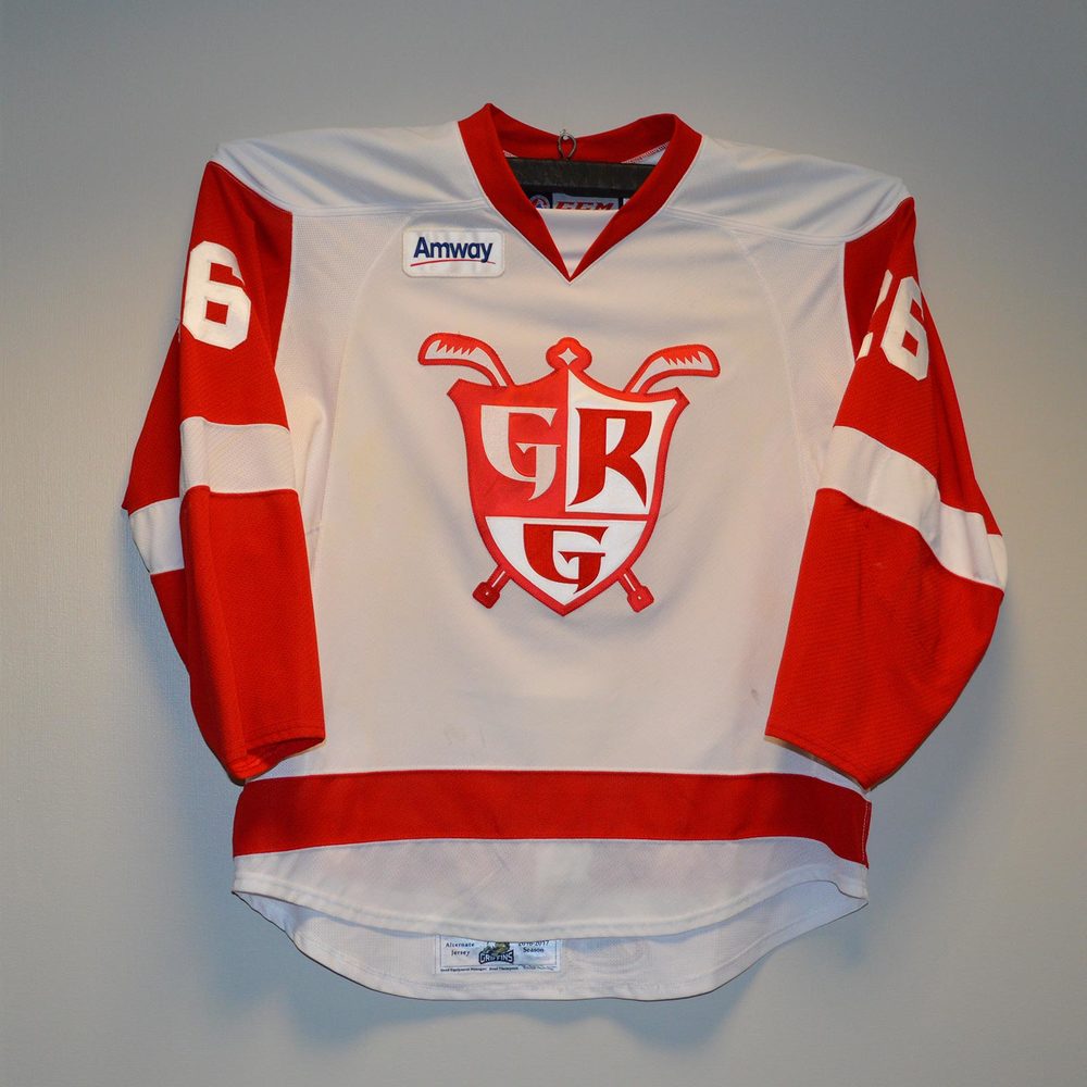 AHL Authentic Grand Rapids Griffins Alternate Jersey Worn and Signed by 26 Eric Tangradi