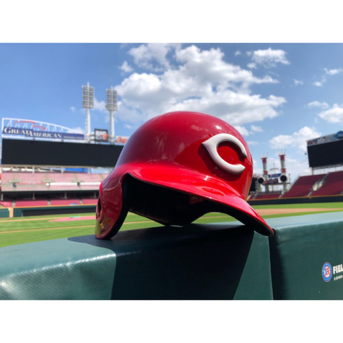 Game-Used Helmet -- Yasiel Puig -- Used 4/1/19 (First Hit as a Red) -- Size 7 3/8 -- Left Ear Flap