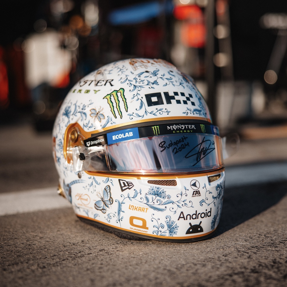 Lando Norris Hungarian GP 2024 Qualifying Used Signed Helmet F1 Lando Norris Hungarian GP 2024 Qualifying Used Signed Helmet F1