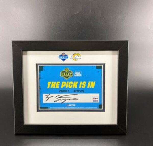 NFL - Rams QB Ty Simpson - Signed NFL Draft Card with Frame (First Offic...