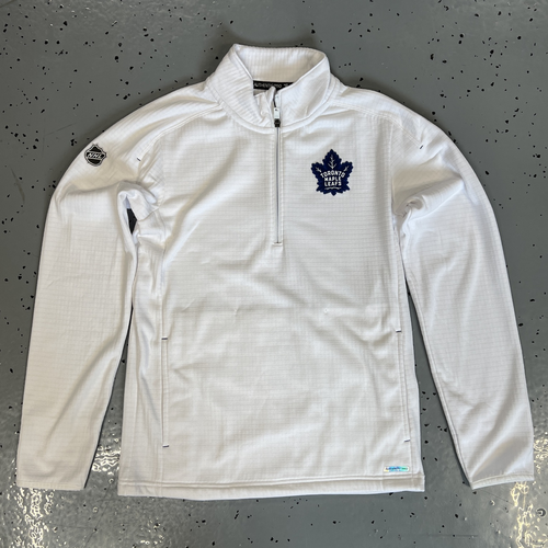 TEAM ISSUED Toronto Maple Leafs Fanatics Authentic Pro White L/S Quarter-Zip