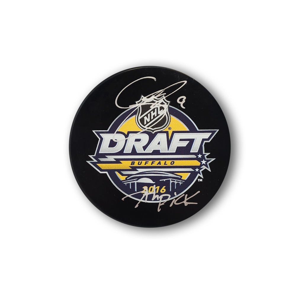 Clayton Keller Autographed 2016 NHL Draft Hockey Puck Inscribed 7th Pick