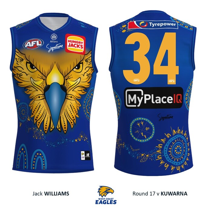 Photo of Jack Williams #34 West Coast Eagles 2026 First Nations Match-Worn Guernsey