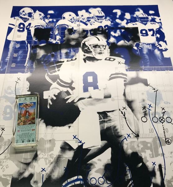 NFL - TROY AIKMAN SIGNED POSTER + SUPER BOWL XXX Green PAPERWEIGHT