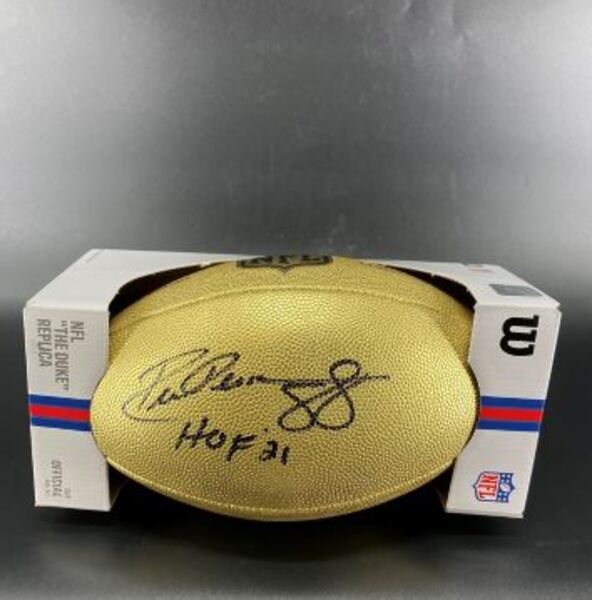 HOF - Cowboys Drew Pearson Signed Gold Composite Football