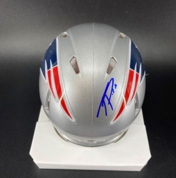 NFL - Patriots Ja'Lynn Polk Signed Mini Helmet