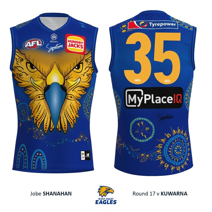 Photo of Jobe Shanahan #35 West Coast Eagles 2026 First Nations Match-Worn Guernsey