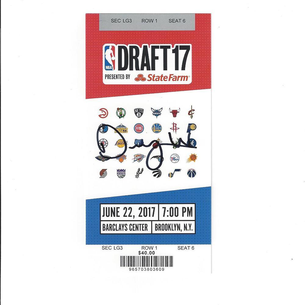 DJ Wilson Milwaukee Bucks 2017 NBA Draft Autographed Draft Ticket