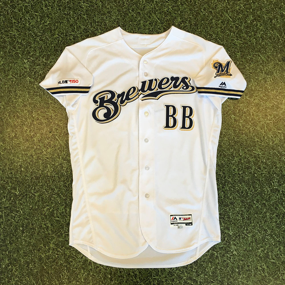 Bat Boy 2019 TeamIssued Home White Jersey Milwaukee Brewers Auctions