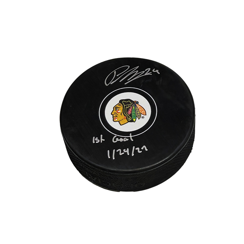 PIUS SUTER Signed Chicago Blackhawks Puck - 1st Goal 1/24/21
