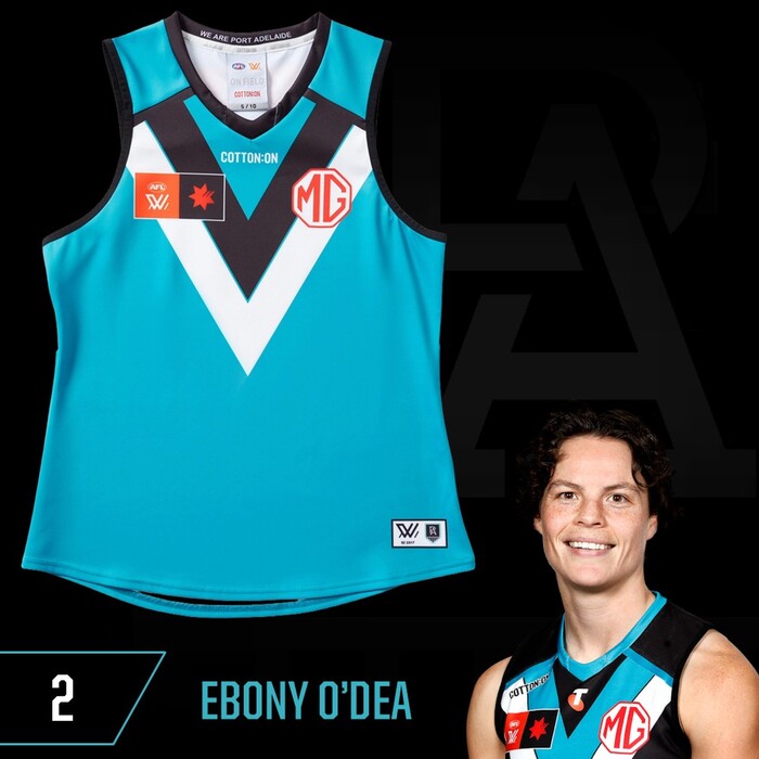 Photo of Ebony O'Dea #2 Port Adelaide 2025 Clash Match-Worn Guernsey