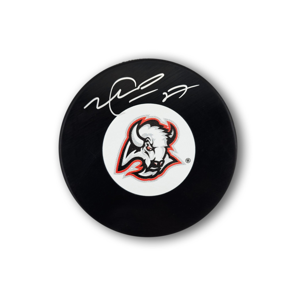 Mike Peca Autographed Buffalo Sabres Goat Head Hockey Puck