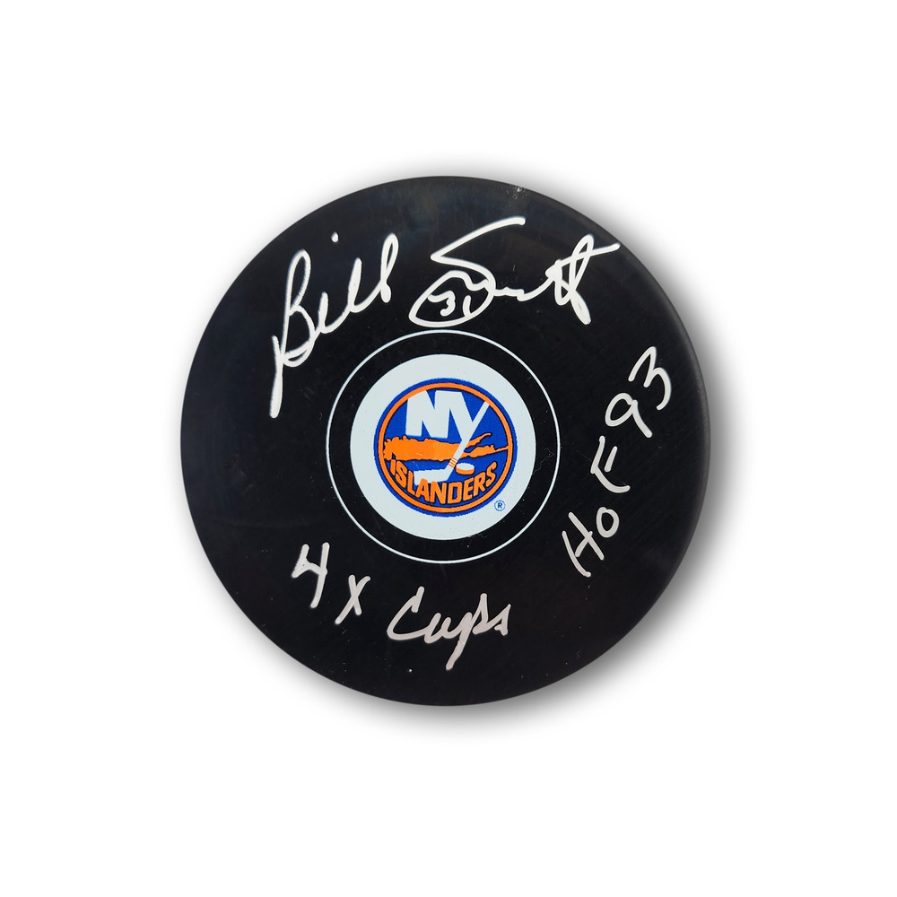 Billy Smith Autographed New York Islanders Puck 2x Inscribed