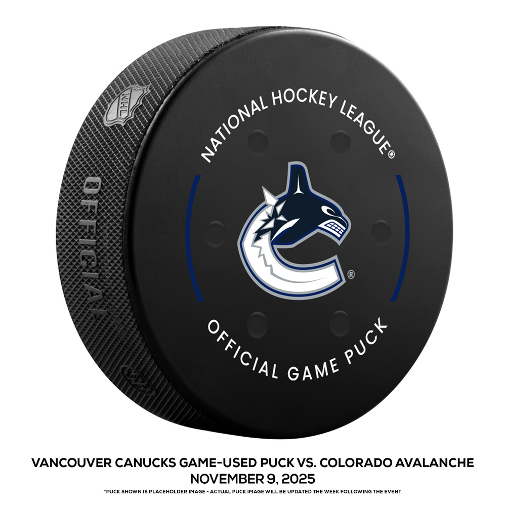 Vancouver Canucks Game-Used Puck vs. Colorado Avalanche on November 9, 2025