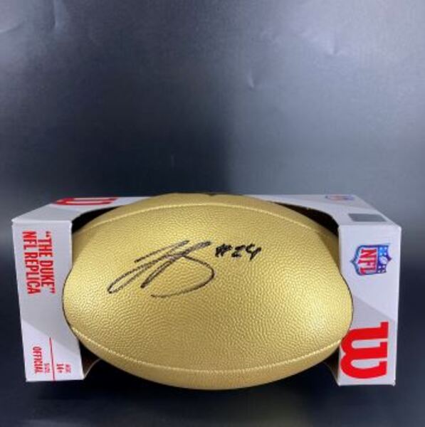 NFL - Panthers Jonathon Brooks Signed Gold Composite Football