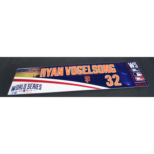 Game-Used Locker Name Plate - 2014 World Series Game 2 - Kansas City Royals vs. San Francisco Giants - Ryan Vogelsong (San Francisco Giants)