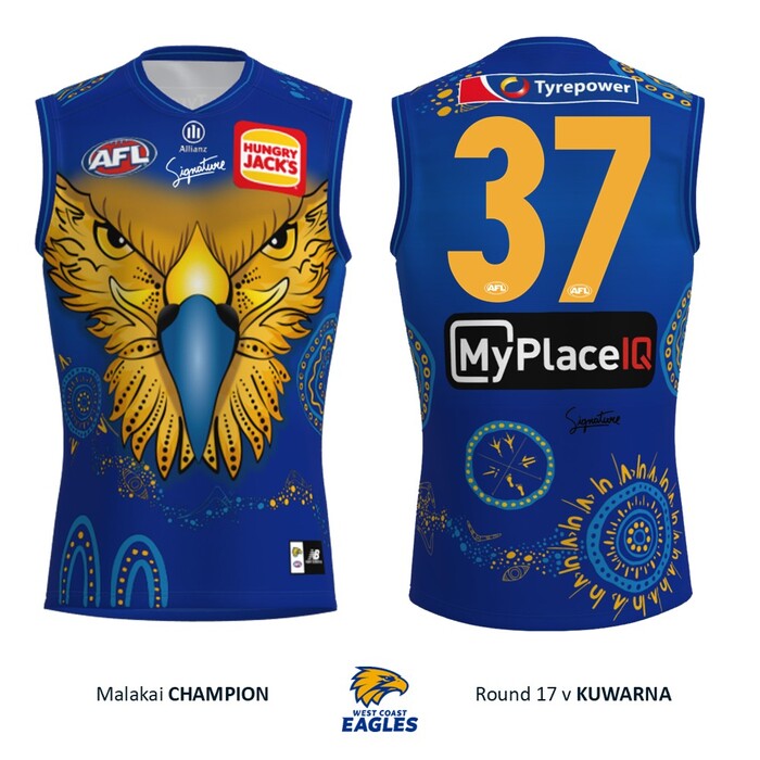 Photo of Malakai Champion #37 West Coast Eagles 2026 First Nations Player-Issue Guernsey