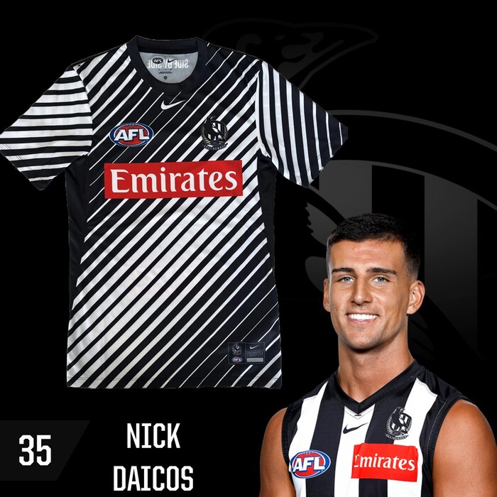 Photo of Nick Daicos #35 Collingwood 2025 Run Out Top