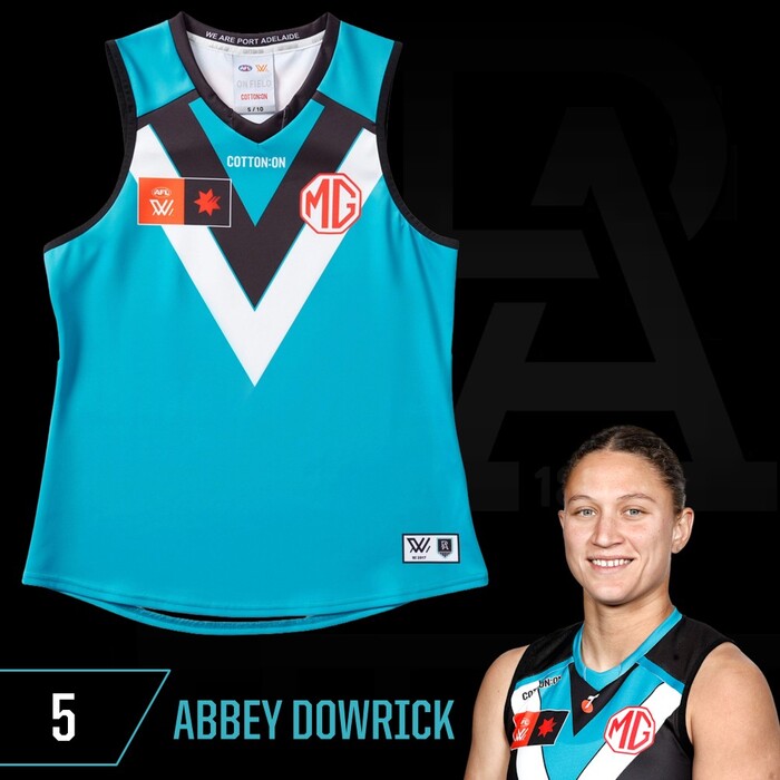 Photo of Abbey Dowrick #5 Port Adelaide 2025 Clash Match-Worn Guernsey