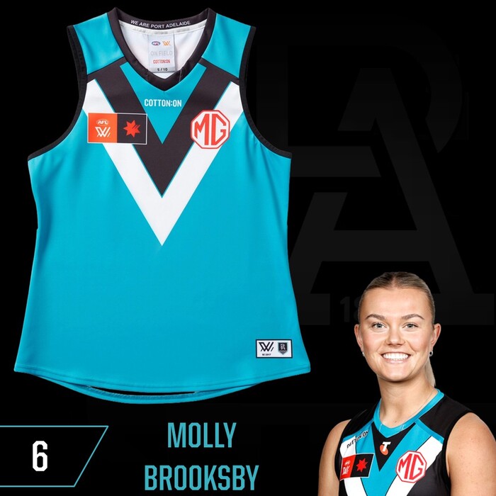 Photo of Molly Brooksby #6 Port Adelaide 2025 Clash Match-Worn Guernsey