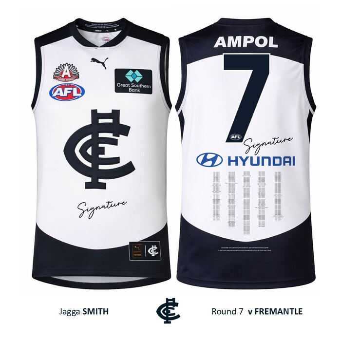 Photo of Jagga Smith #7 Carlton 2026 ANZAC Day Match Guernsey