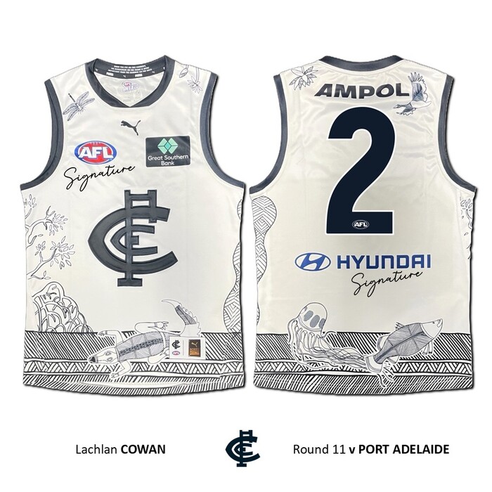 Photo of Lachie Cowan #2 Carlton 2026 Indigenous Clash Guernsey