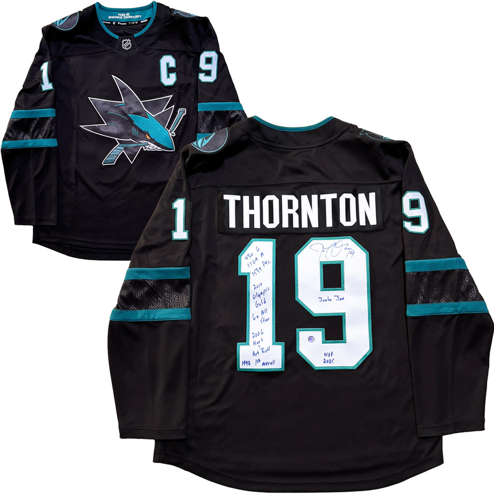 Joe Thornton Autographed San Jose Sharks Jersey w/Multiple Inscriptions