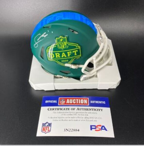 NFL - Giants Francis Mauigoa Signed NFL Draft Mini Helmet