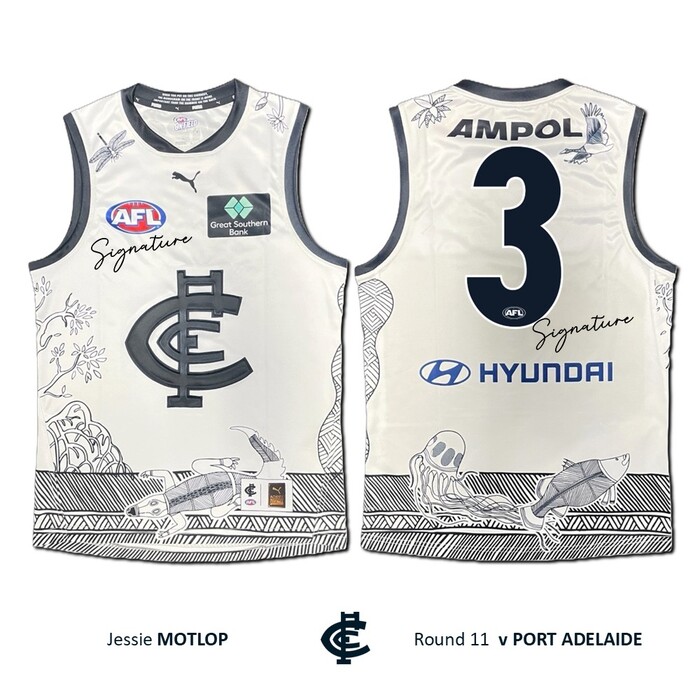 Photo of Jesse Motlop #3 Carlton 2026 Indigenous Clash Guernsey