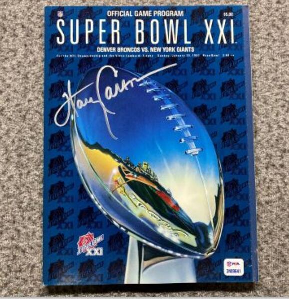 HOF - Giants Harry Carson Signed Super Bowl XXI Program with HOF 06 Insc...