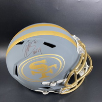 HOF - 49ers Patrick Willis Signed Replica Slate Speed Helmet with HOF 24...