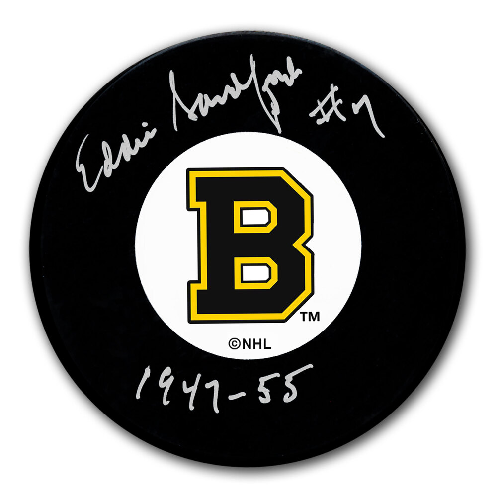 Eddie Sandford Boston Bruins 1947-1955 Autographed Puck