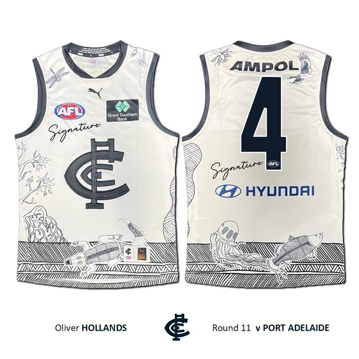 Photo of Oliver Hollands #4 Carlton 2026 Indigenous Clash Guernsey