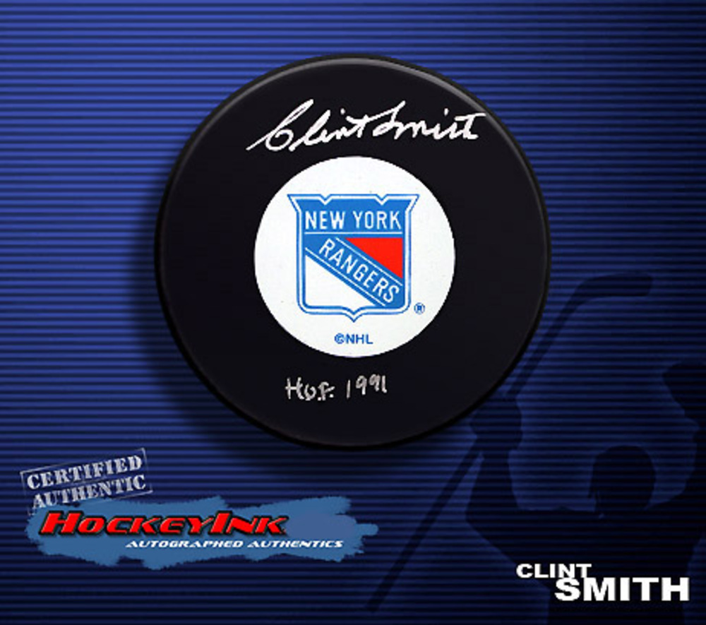 CLINT SMITH Signed New York Rangers Hockey Puck