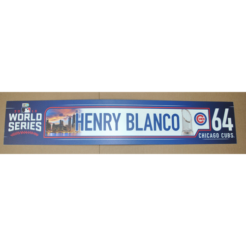Game-Used Locker Name Plate - 2016 World Series Games 3, 4, 5 - Cleveland Indians vs. Chicago Cubs - Henry Blanco (Chicago Cubs)