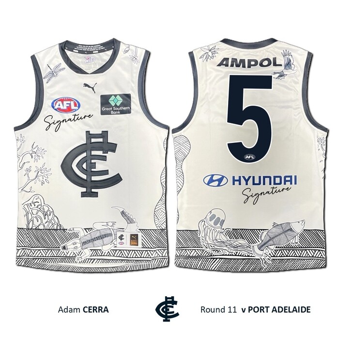 Photo of Adam Cerra #5 Carlton 2026 Indigenous Clash Guernsey