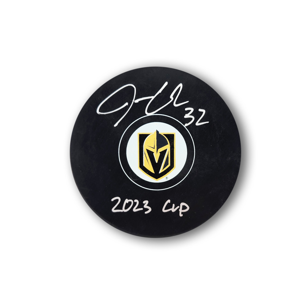 Jonathan Quick Autographed Vegas Golden Knights Hockey Puck Inscribed 2023 Cup